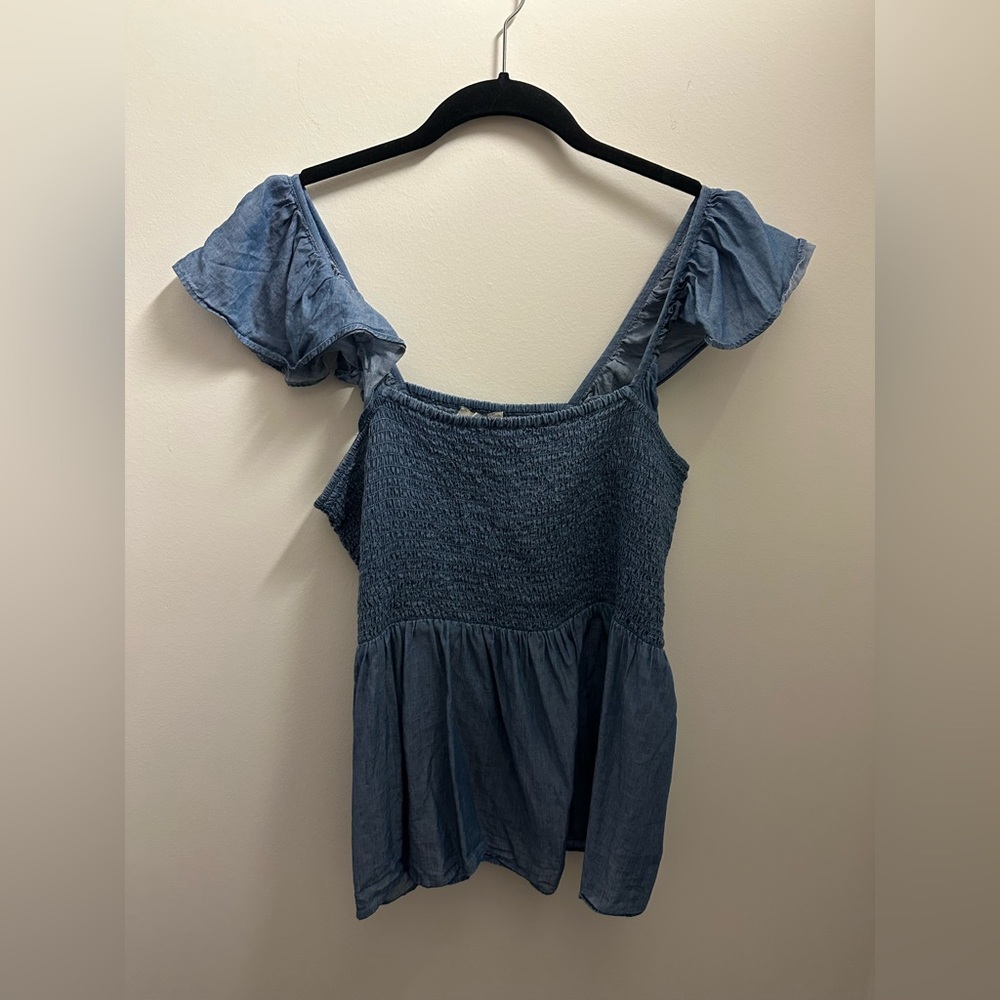 Blue Ruffled Loft Women's Top